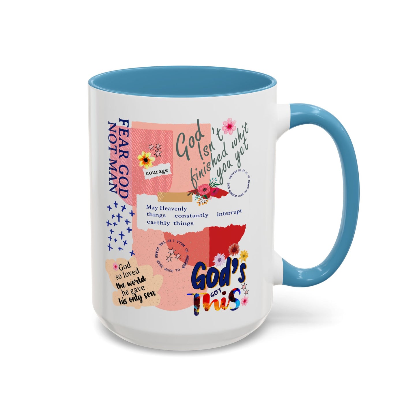 Inspirational Accent Coffee Mug - 11 & 15oz - Fear Him Not Man - Perfect Gift for Friends and Family