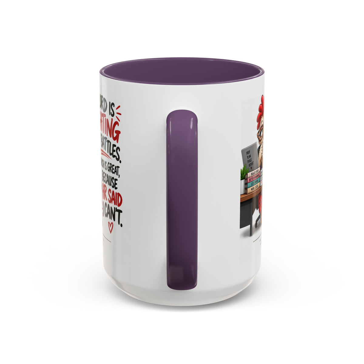 Inspirational Accent Coffee Mug — “The Lord Is Fighting My Battles” Faith Quote (11/15oz)