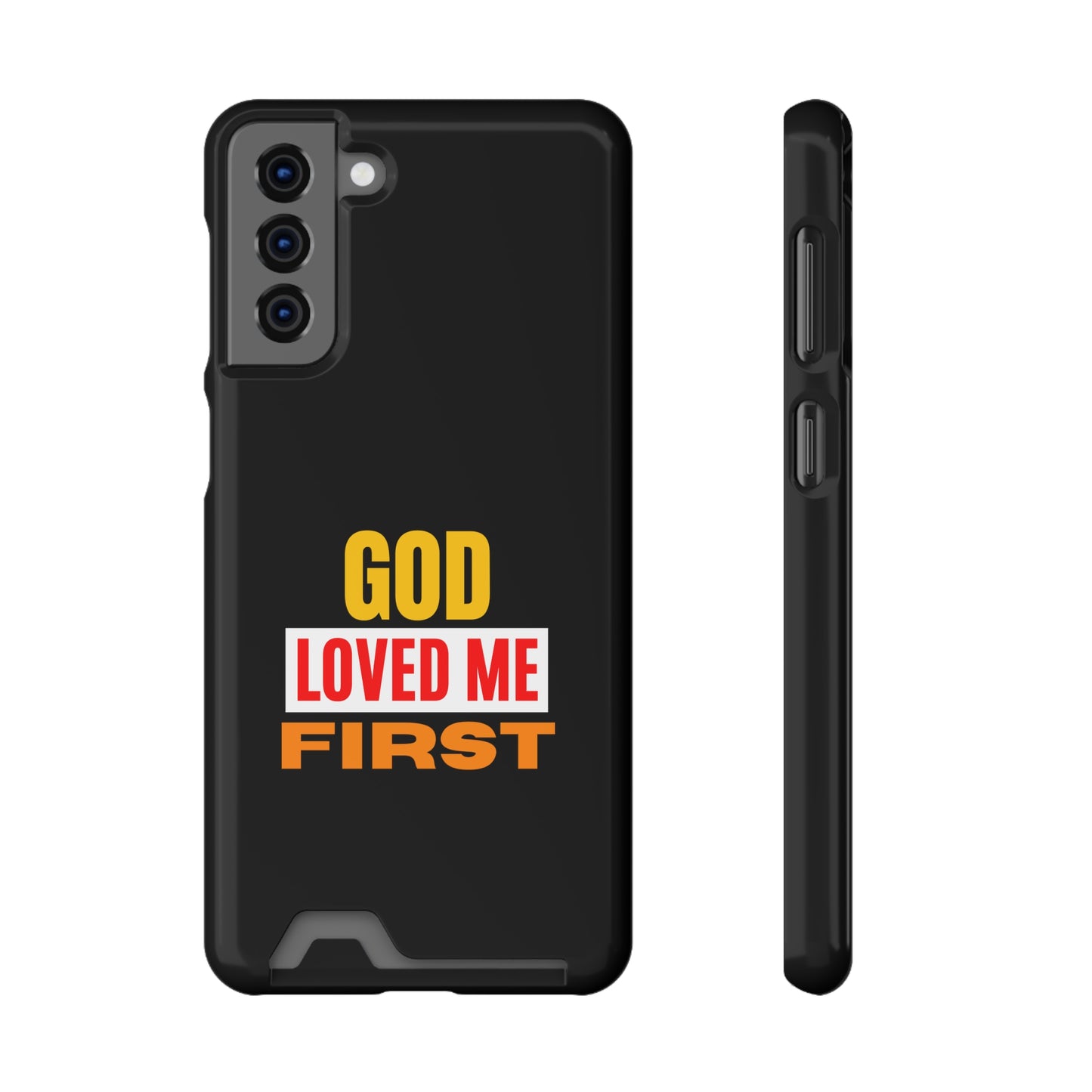 God Love Me First Christian Phone Case With Card Holder Printify