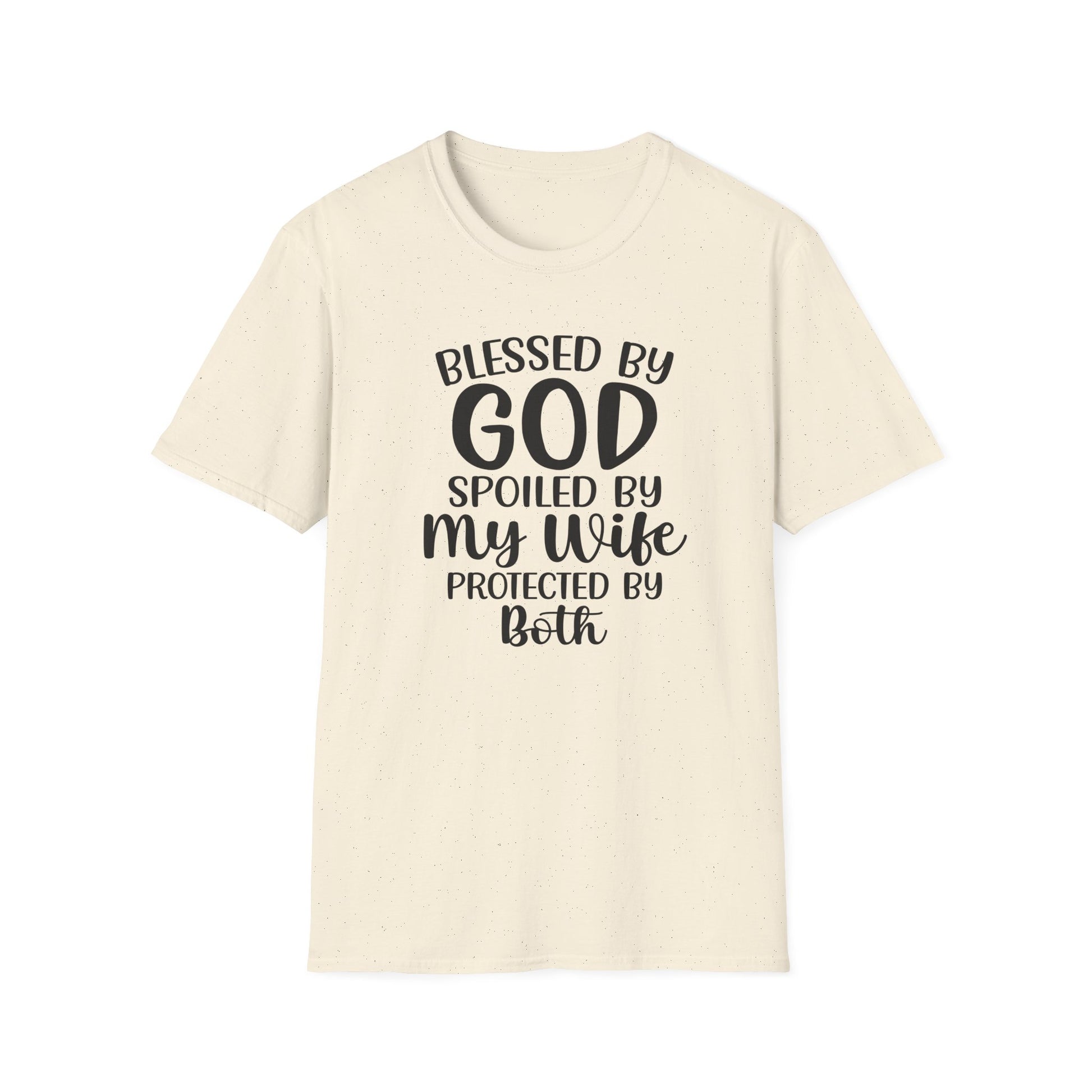 Blessed By God Spoiled By My Wife Protected By Both Men's Christian T-shirt Printify