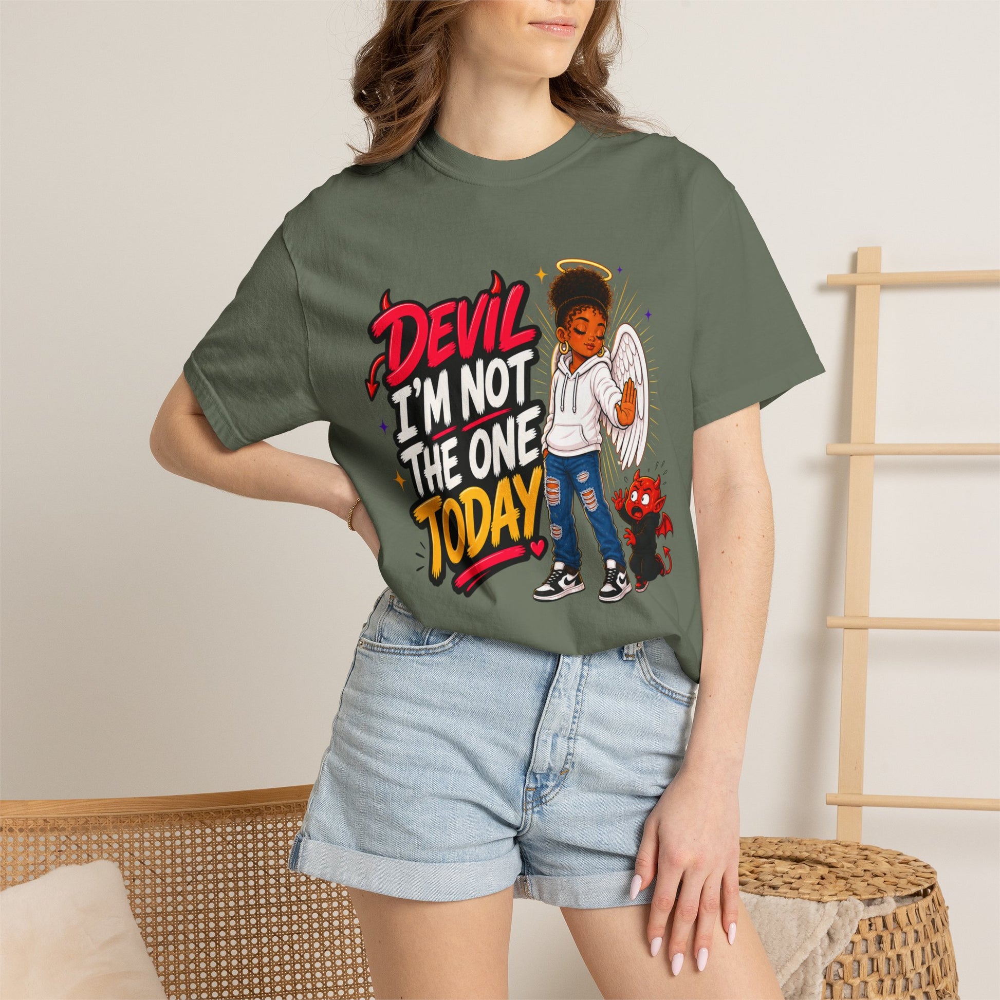 Devil I'm Not the One Today T-Shirt — Funny Angel vs Devil Graphic Tee - ClaimedbyGodDesigns