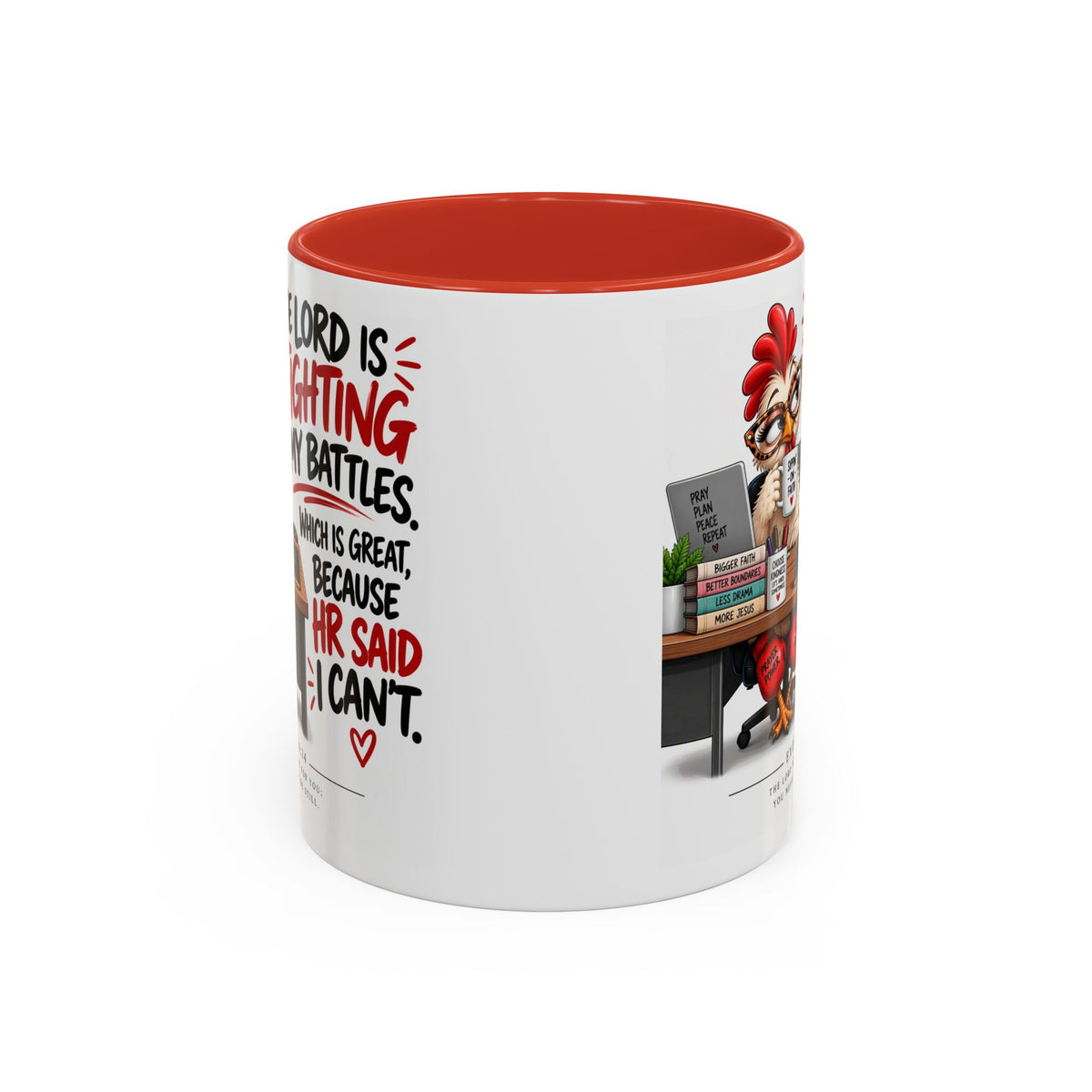 Inspirational Accent Coffee Mug — “The Lord Is Fighting My Battles” Faith Quote (11/15oz)
