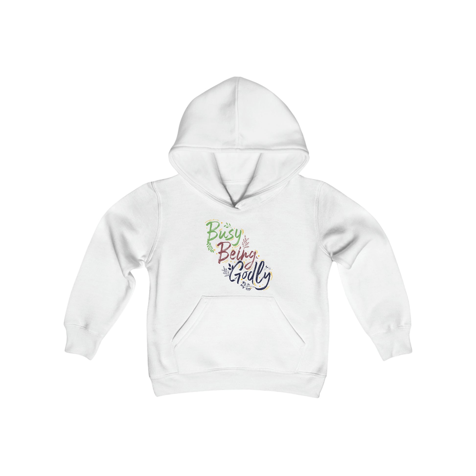 Busy Being Godly Youth Heavy Blend Christian Hooded Sweatshirt Printify
