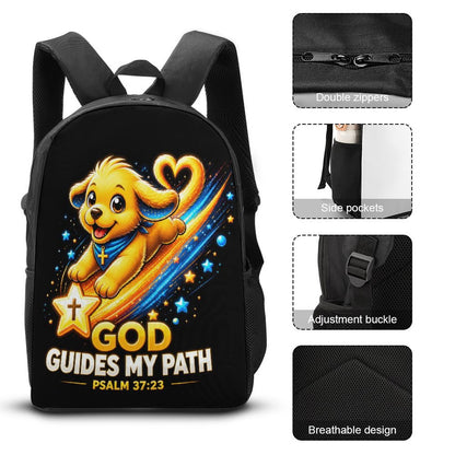 God Guides My Path Christian 3 PCS Bag Set (Backpack, Lunch Bag and Pencil Case) - ClaimedbyGodDesigns