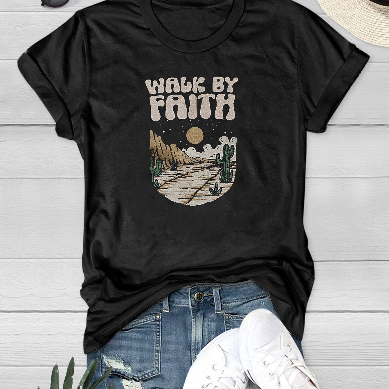 Walk By Faith Women's Christian T-shirt claimedbygoddesigns