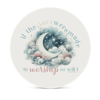 So Will I Worship Him Christian Round Ceramic Coaster - ClaimedbyGodDesigns