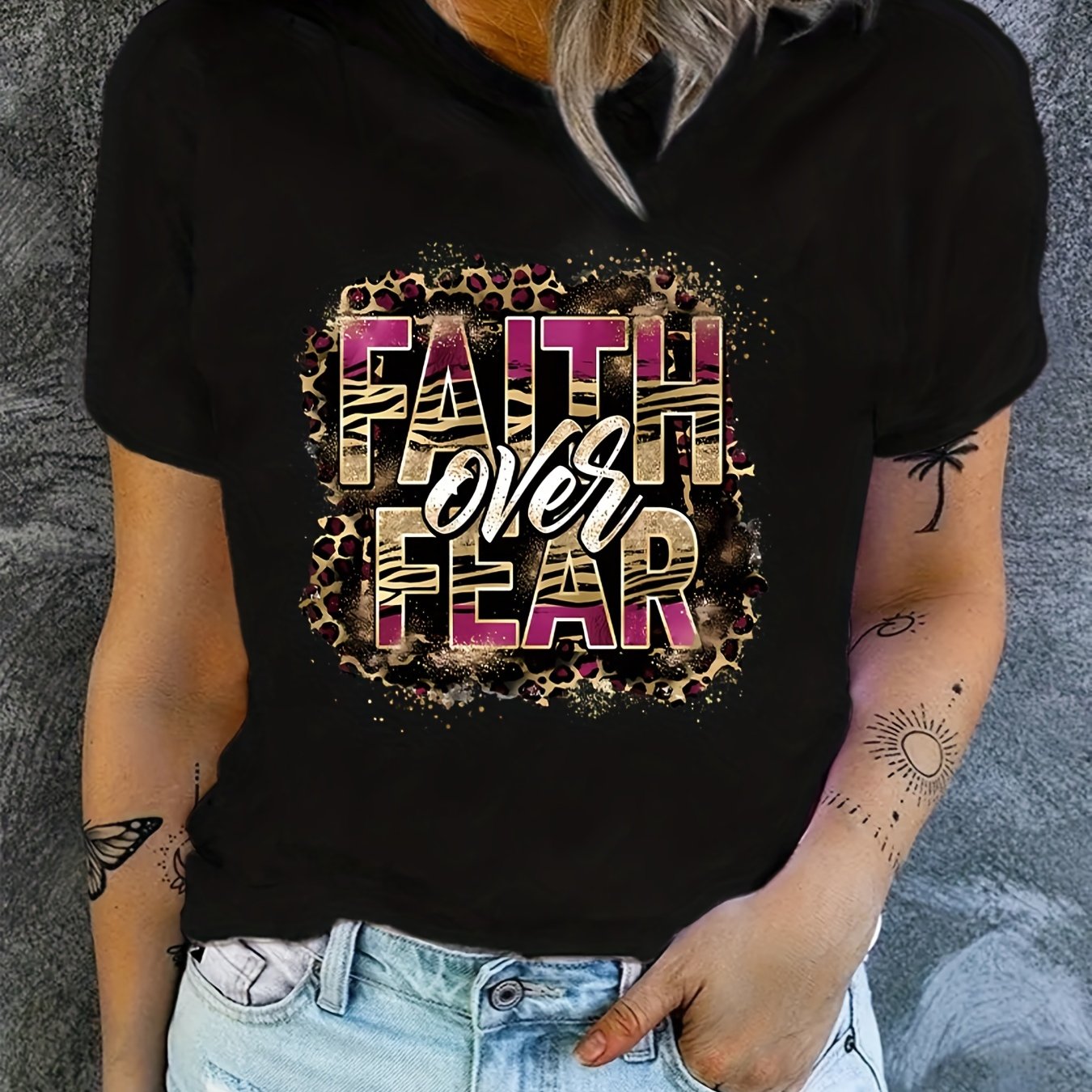 Faith Over Fear Plus Size Women's Christian T-shirt claimedbygoddesigns
