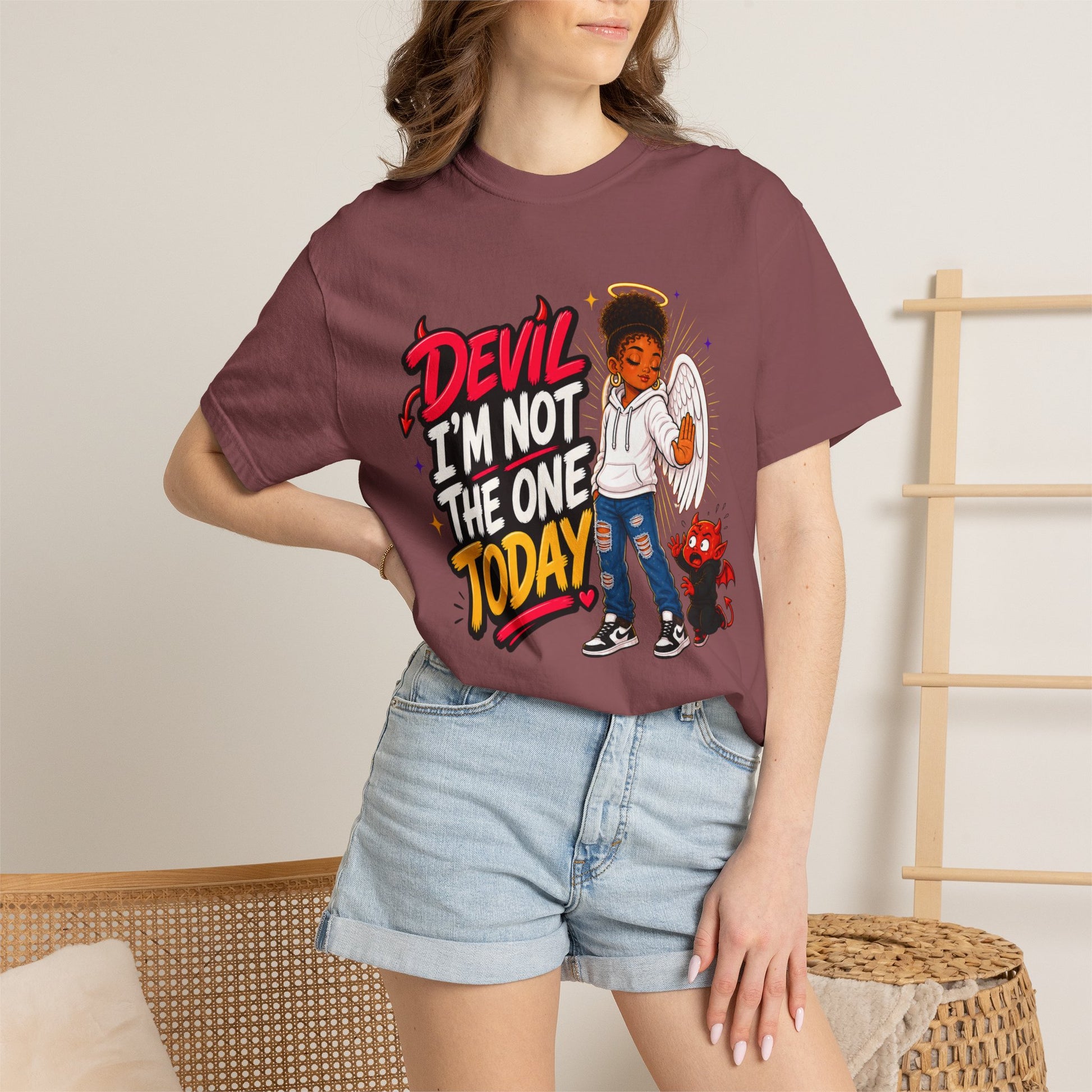 Devil I'm Not the One Today T-Shirt — Funny Angel vs Devil Graphic Tee - ClaimedbyGodDesigns
