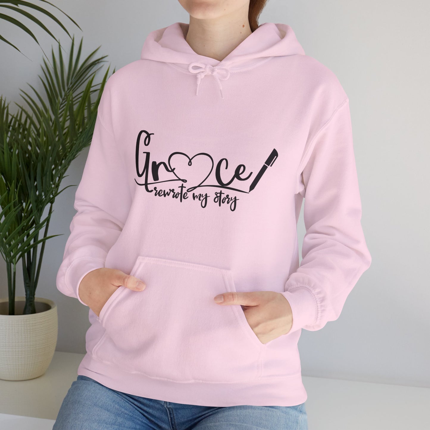 Grace Rewrote My Story Unisex Christian Pullover Hooded Sweatshirt