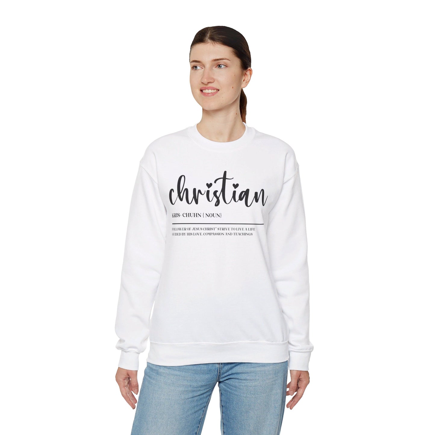 I Am A Christian Follower Of Christ  Unisex Heavy Blend™ Crewneck Christian Sweatshirt