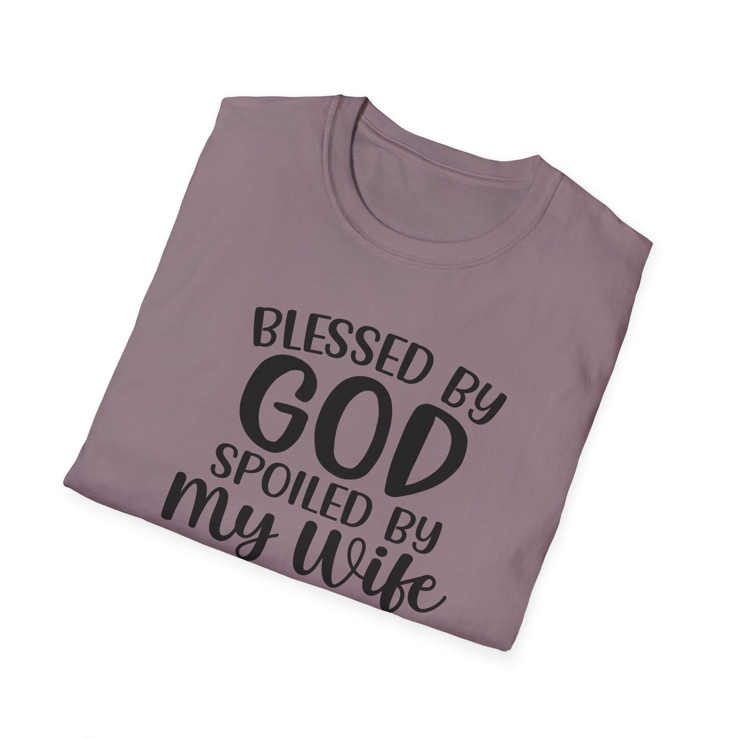 Blessed By God Spoiled By My Wife Protected By Both Men's Christian T-shirt Printify