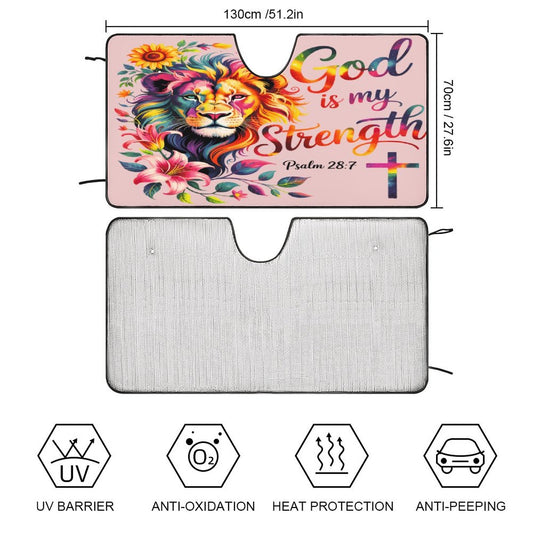 He Is My Strength Christian Car SunShade - ClaimedbyGodDesigns