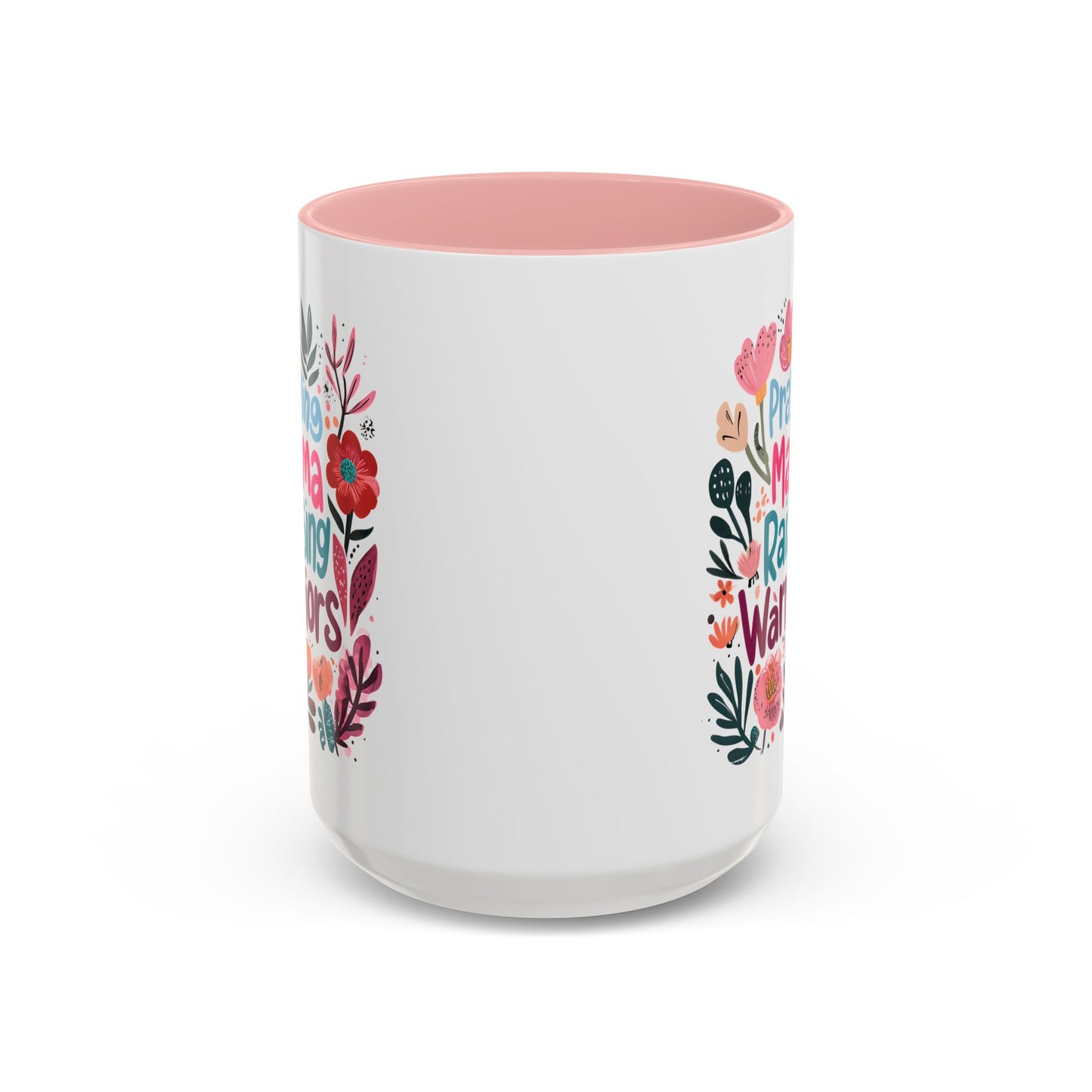 Floral Inspirational Coffee Accent Mug - Praying Mama Raising Warriors, Gift for Moms, Mother's Day Mug, Motivational Cup, Unique Kitchenware