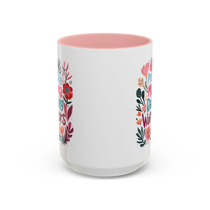 Floral Inspirational Coffee Accent Mug - Praying Mama Raising Warriors, Gift for Moms, Mother's Day Mug, Motivational Cup, Unique Kitchenware
