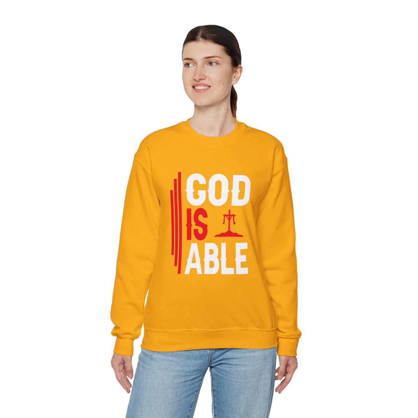 God Is Able  Unisex Heavy Blend™ Crewneck Christian Sweatshirt