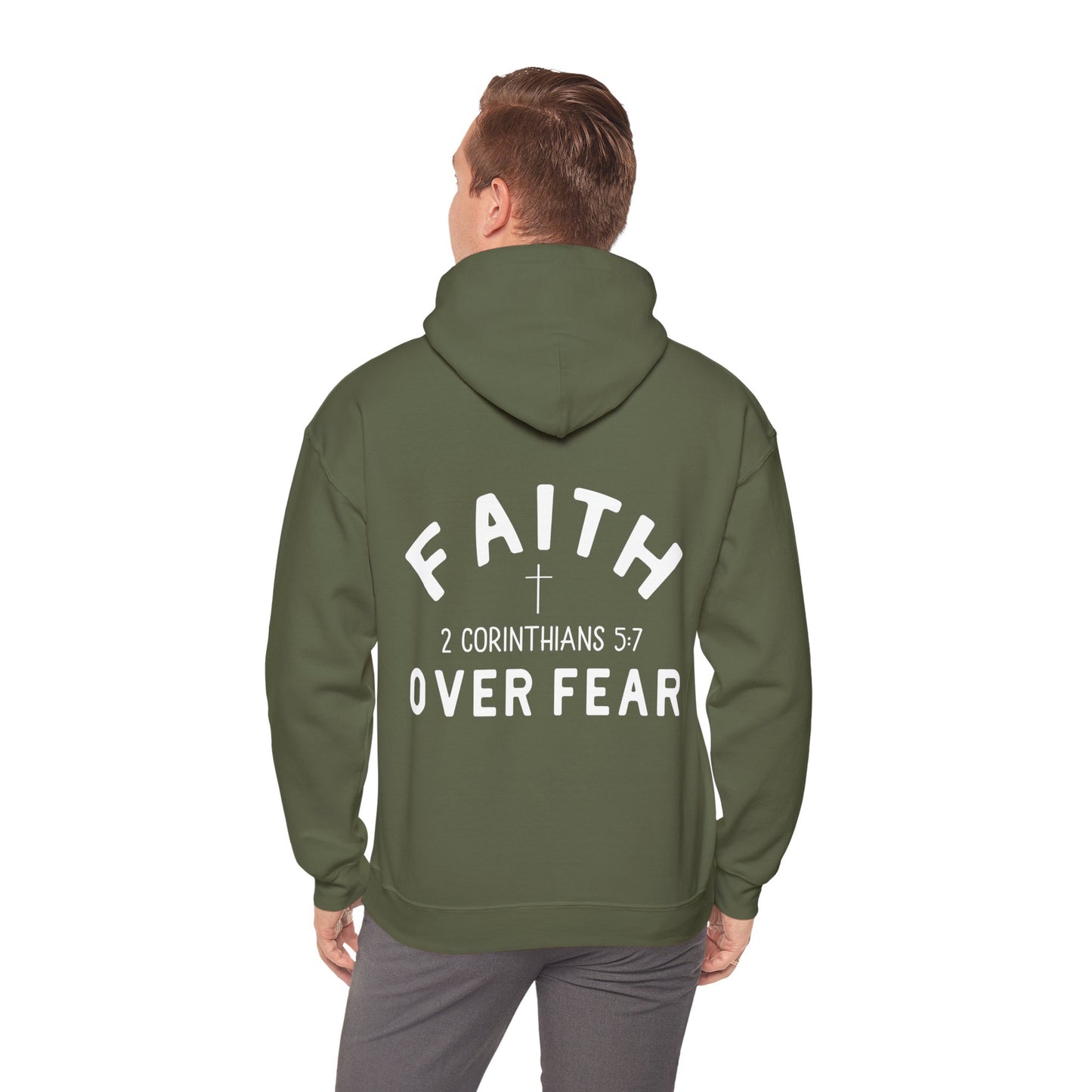 Faith Over Fear 3 Crosses  Unisex Christian Hooded Pullover Sweatshirt