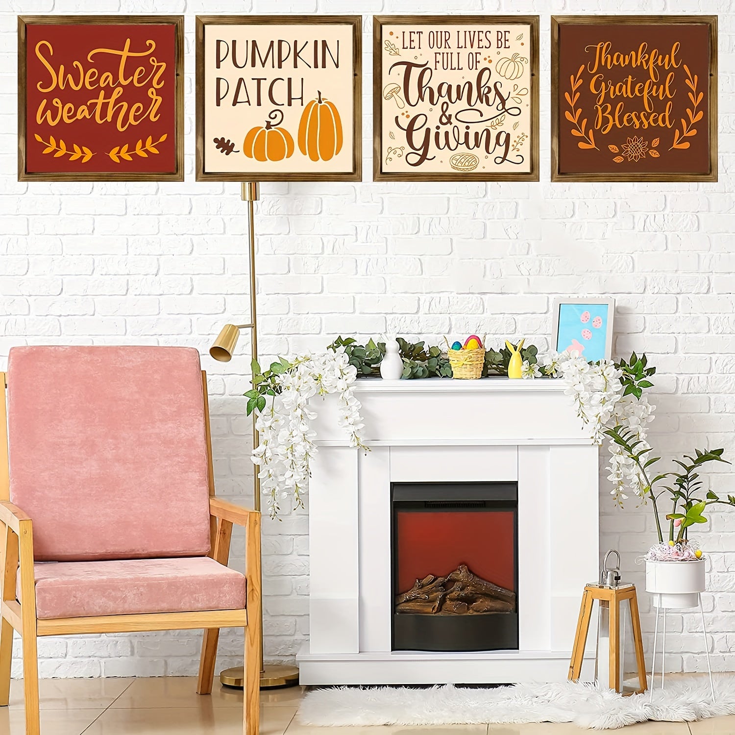 Let Our Lives Be Full Of Thanks & Giving (thanksgiving themed) Christian Wooden Sign (11.81x11.81inch 30CMx30CM) claimedbygoddesigns