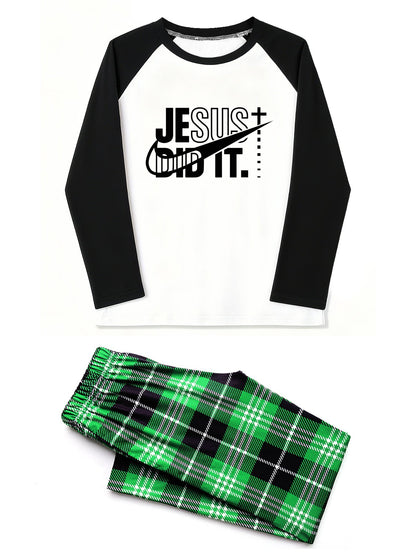 He Did It Unisex Christian Plaid Pajamas - ClaimedbyGodDesigns