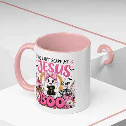 You Can’t Scare Me Jesus Is My Boo Coffee Mug — Halloween Christian Accent Mug
