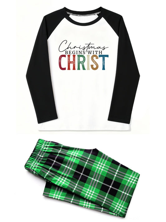 Christmas Begins With Christ Unisex Adult Christian Plaid Pajamas