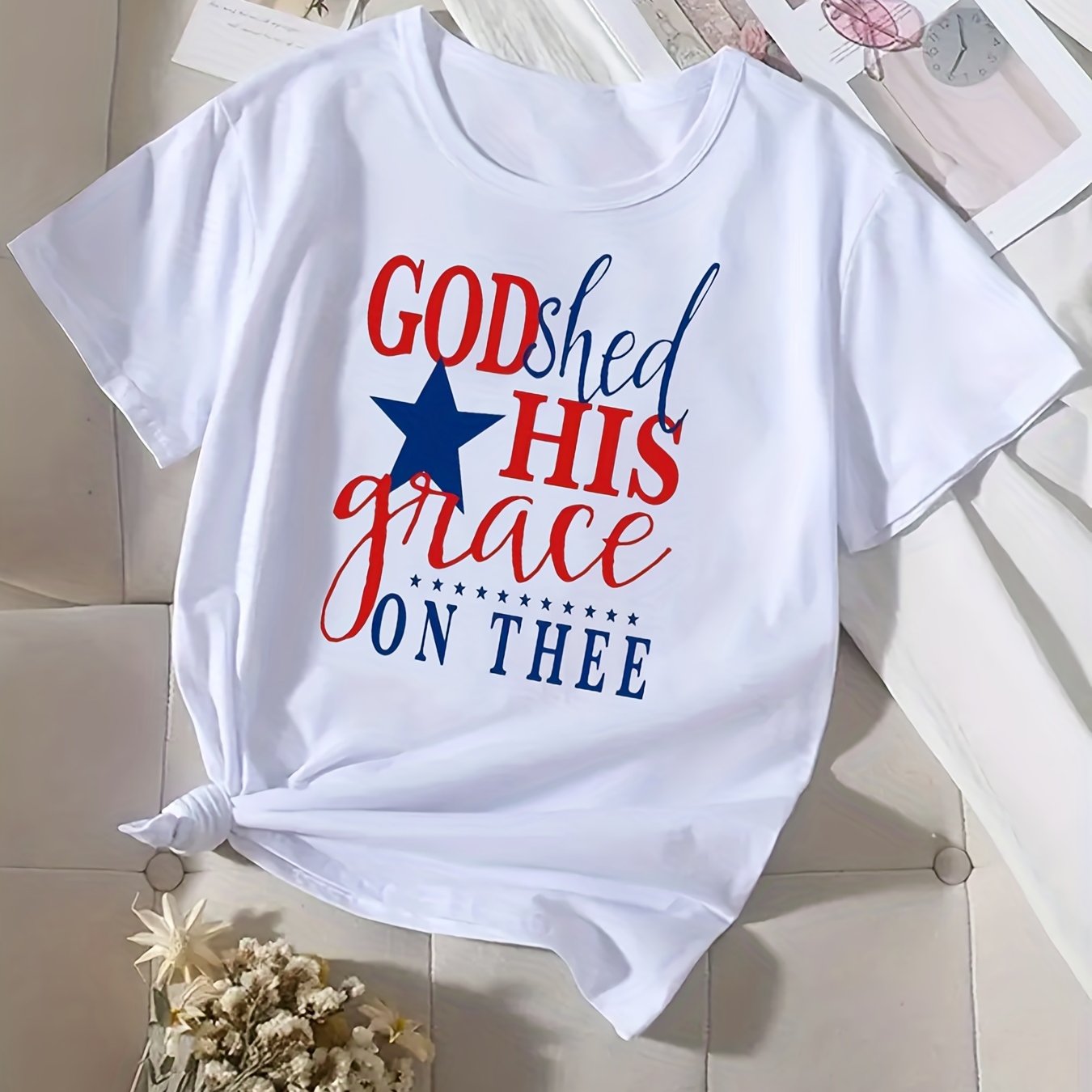 God Shed His Grace On Thee Women's Christian T-Shirt claimedbygoddesigns