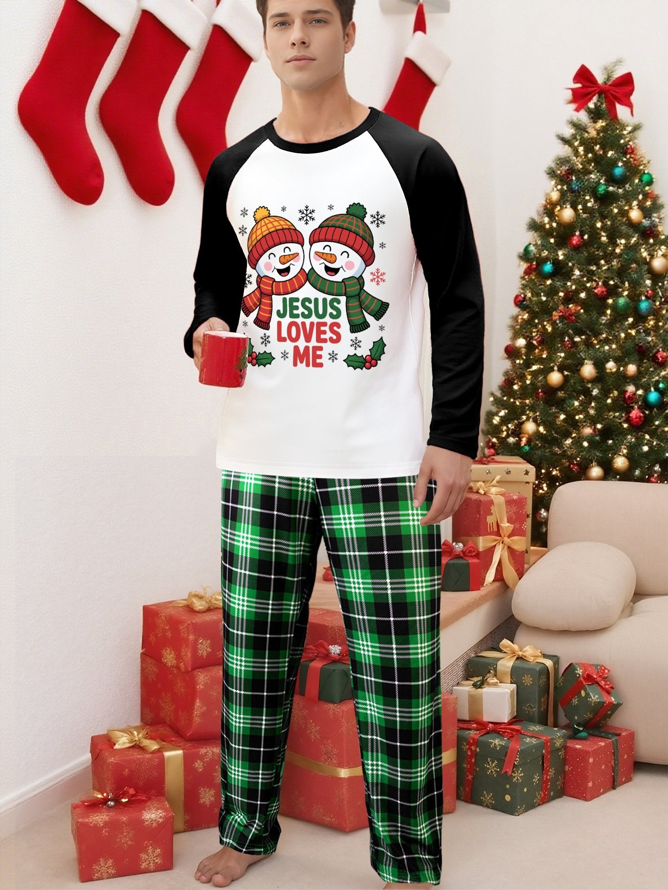He Loves Me Christmas Christian Plaid Pajamas