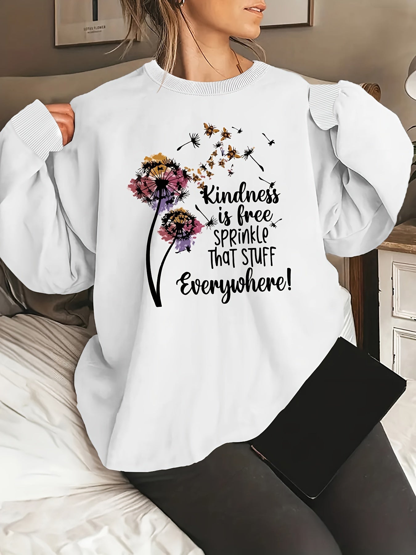 Kindness Is Free Sprinkle That Stuff Everywhere Women's Christian Pullover Sweatshirt claimedbygoddesigns