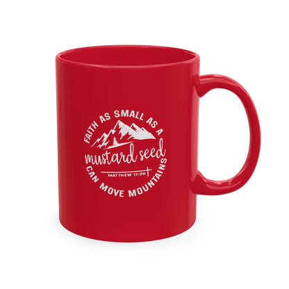 Mustard Christian Ceramic Mug — "Faith as Small as a Mustard Seed" Inspirational Coffee Cup