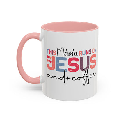 Christian Ceramic Mug - This Mama Runs On Him & Coffee Christian Accent Coffee Mug (11, 15oz)