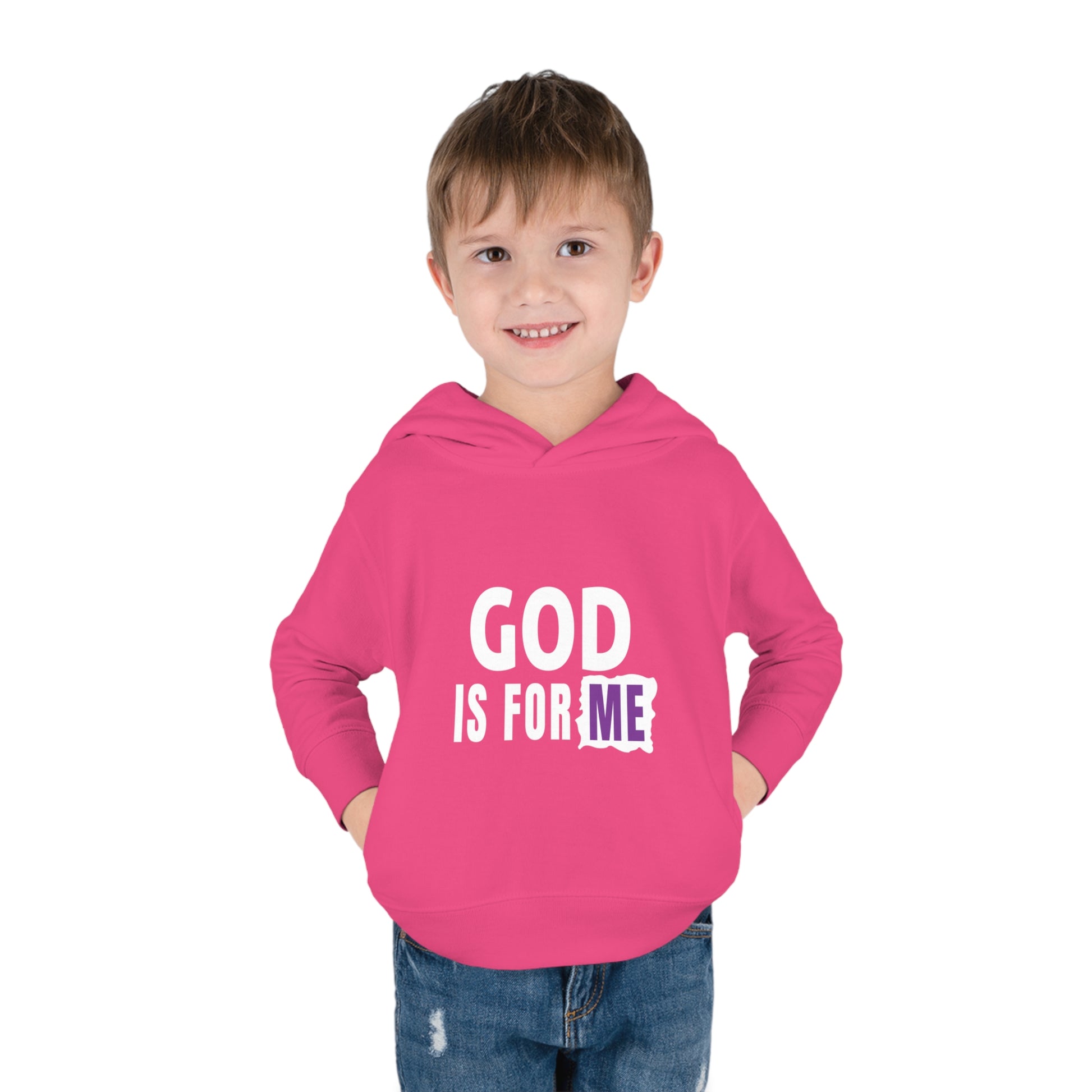 God Is For Me Christian Toddler Pullover Fleece Hoodie Printify