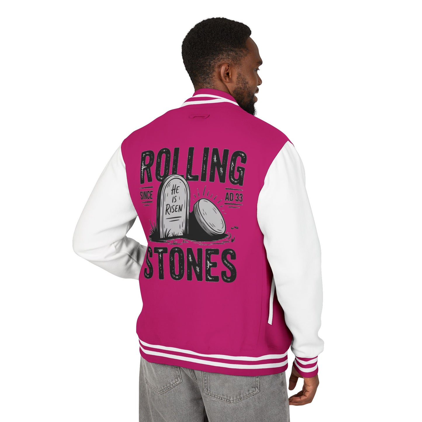 Unisex Vintage Rocker Letterman Jacket - Rolling Stones Design - ClaimedbyGodDesigns