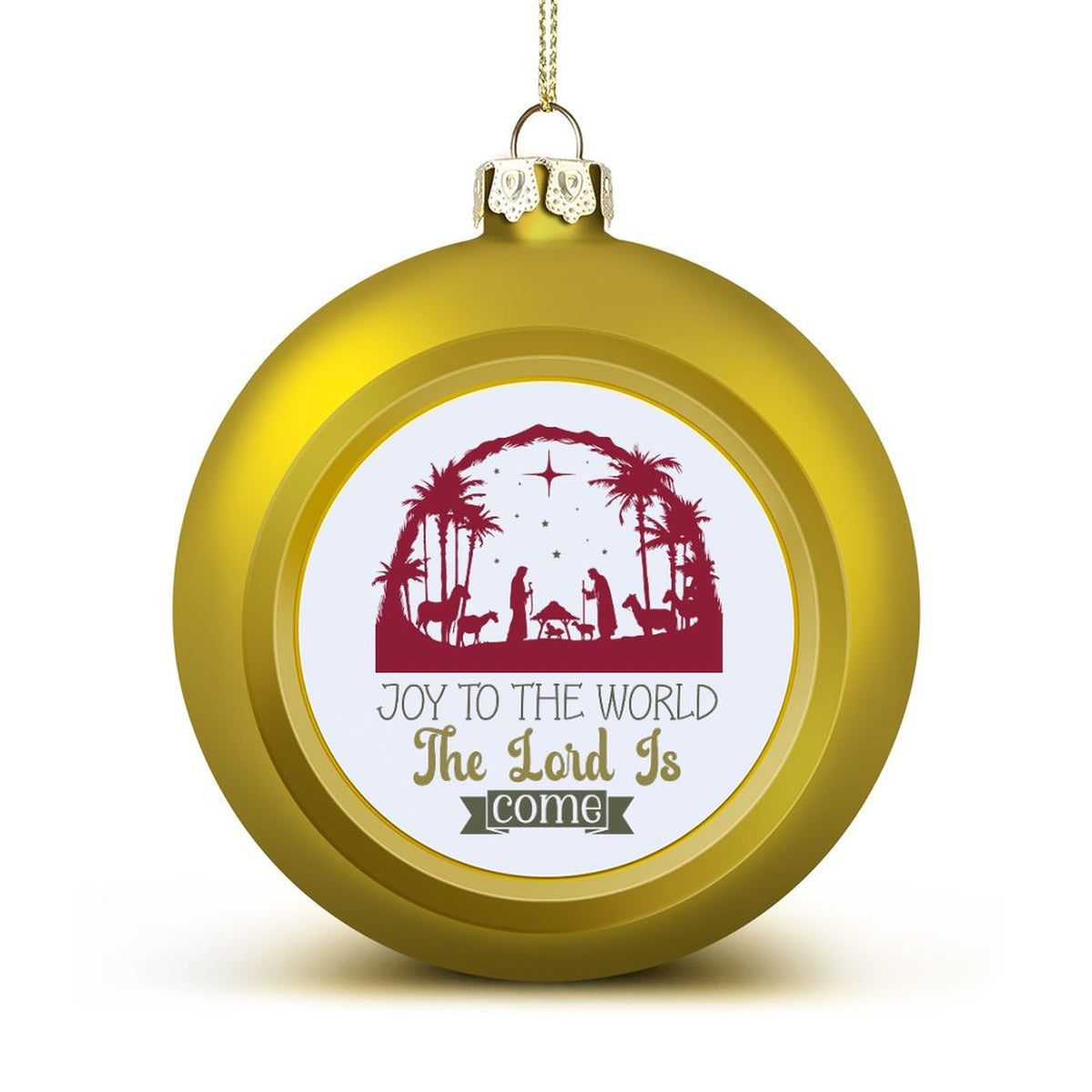 Joy To The World The Lord Is Come Christian Christmas Tree Hanging Ball - ClaimedbyGodDesigns