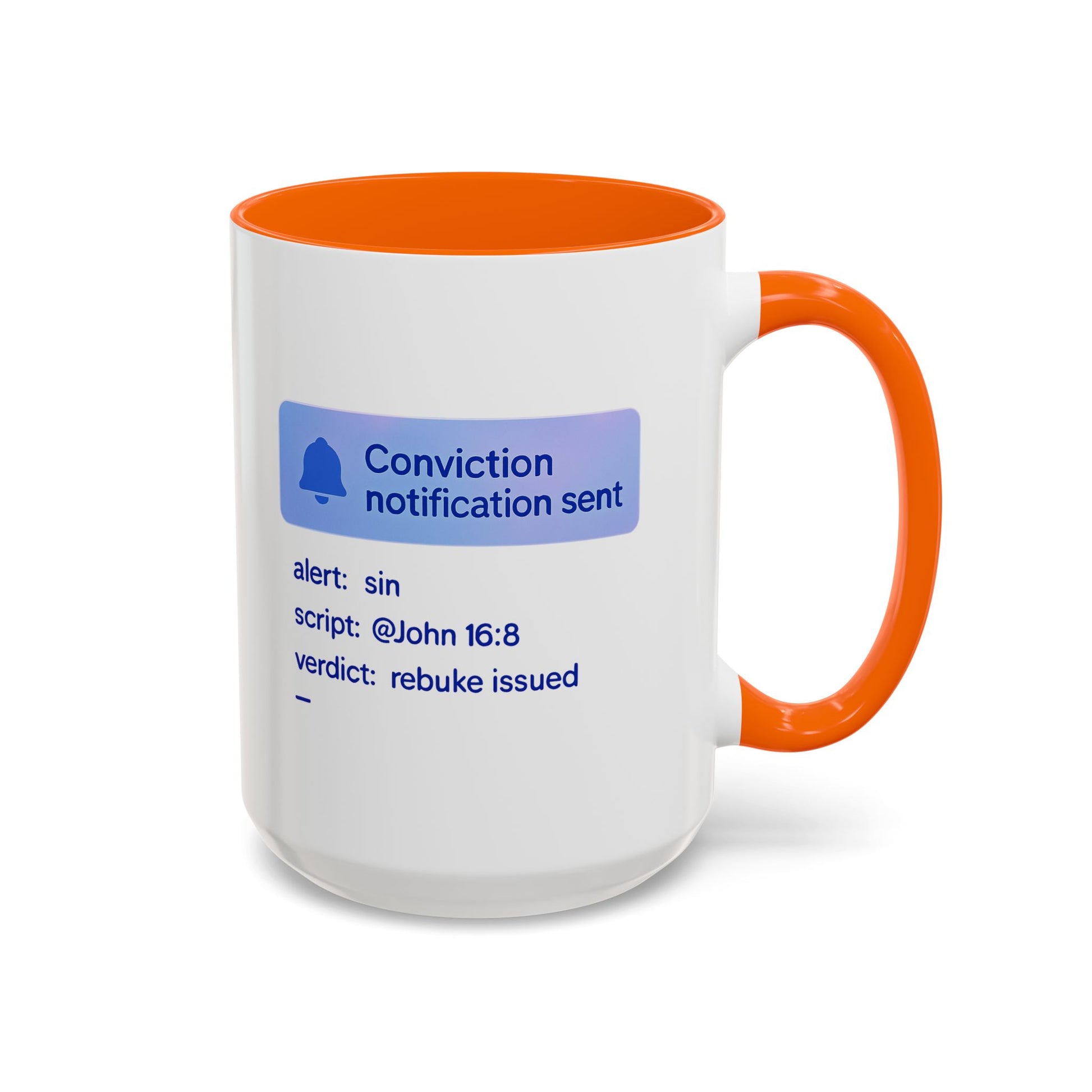 Conviction Notification Accent Coffee Mug - Unique Gift for Christians, Bible Study, Inspirational Drinkware, Alert and Verdict Theme - ClaimedbyGodDesigns
