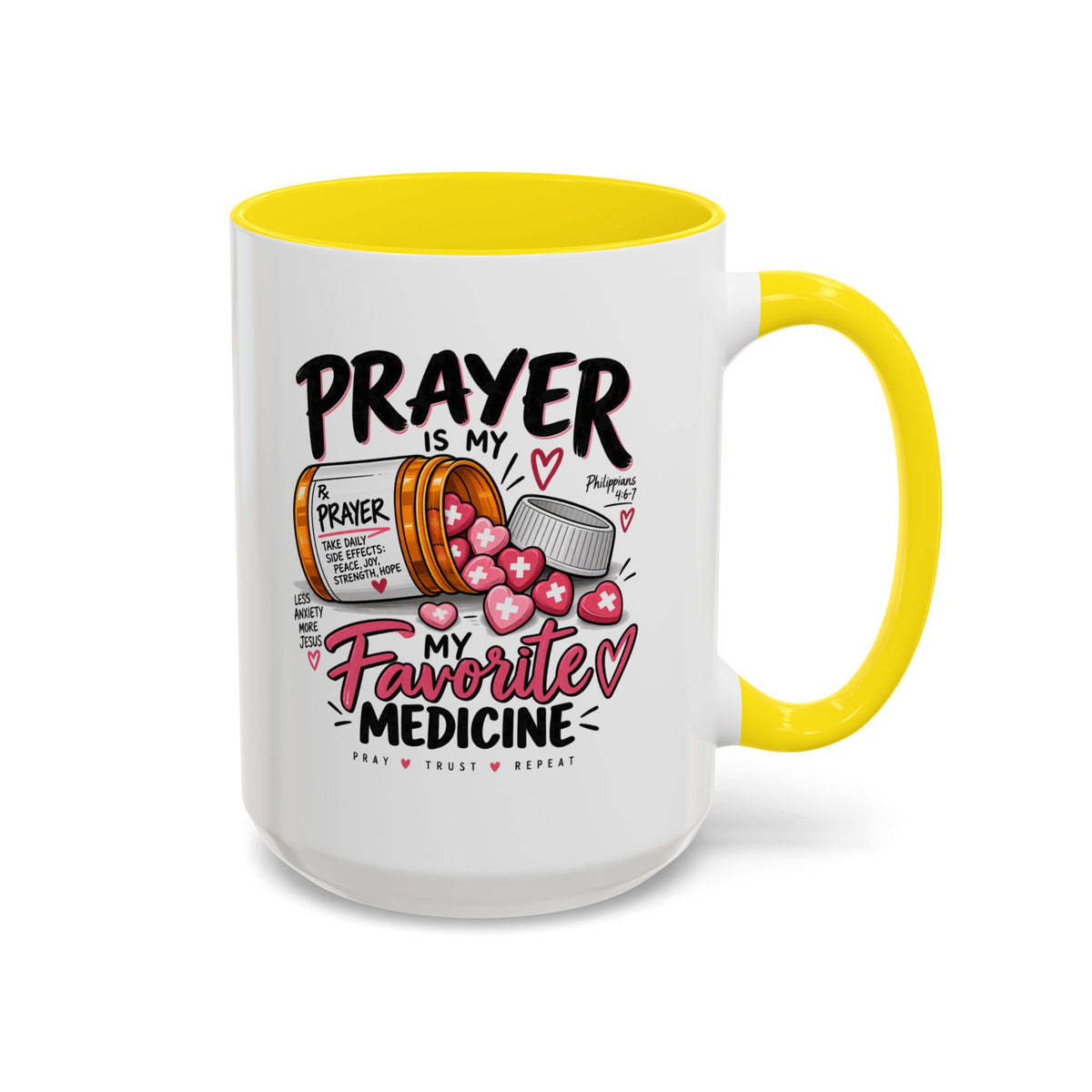 Prayer Is My Favorite Medicine Accent Coffee Mug – Inspirational Religious Gift