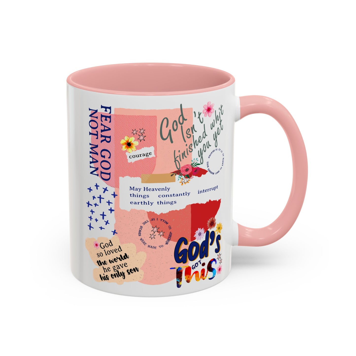 Inspirational Accent Coffee Mug - 11 & 15oz - Fear Him Not Man - Perfect Gift for Friends and Family