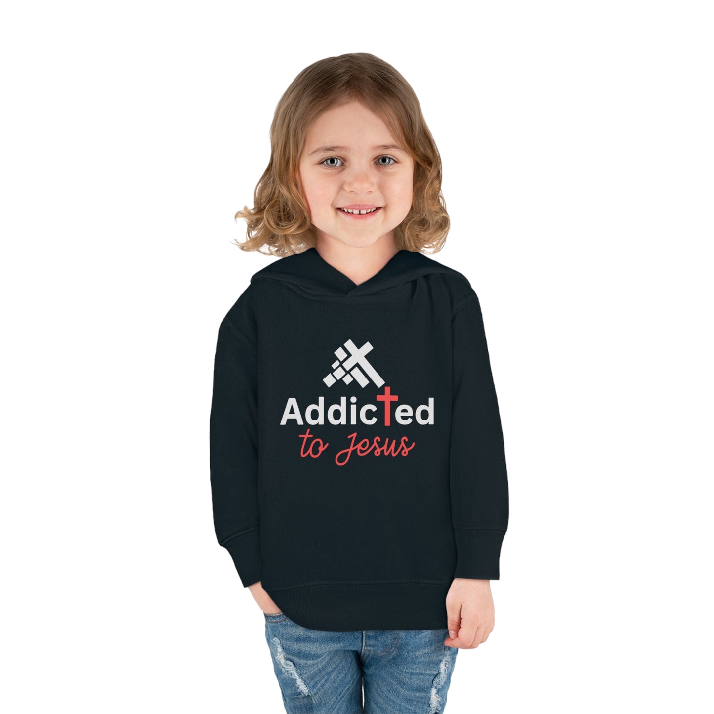 Addicted To Jesus Christian Toddler Pullover Fleece Hooded Sweatshirt