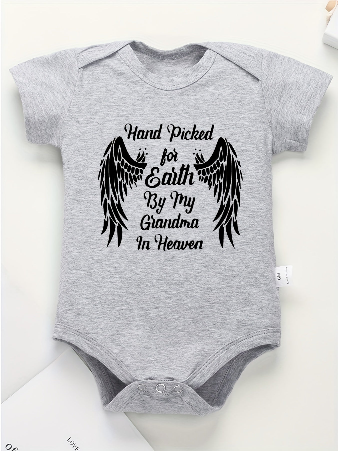 Handpicked For Earth By My Grandma In Heaven Christian Baby Onesie claimedbygoddesigns