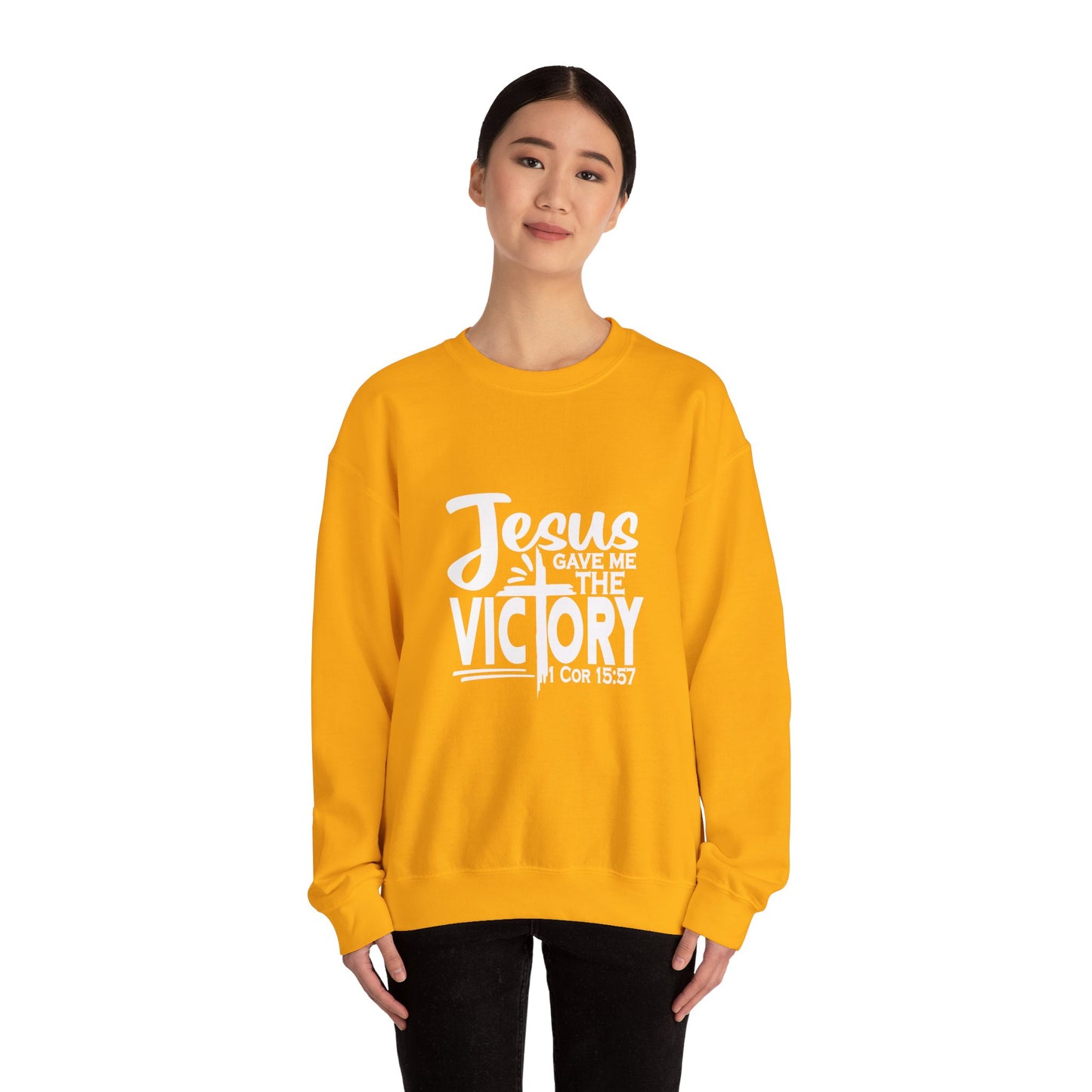 Jesus Gave Me The Victory Unisex Heavy Blend™ Crewneck Christian Sweatshirt