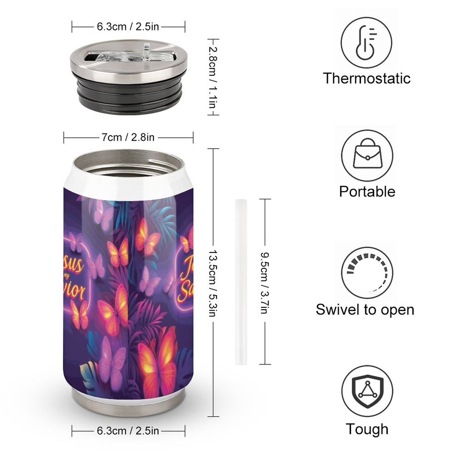 Jesus Is My Savior Christian Stainless Steel Tumbler with Straw SALE-Personal Design