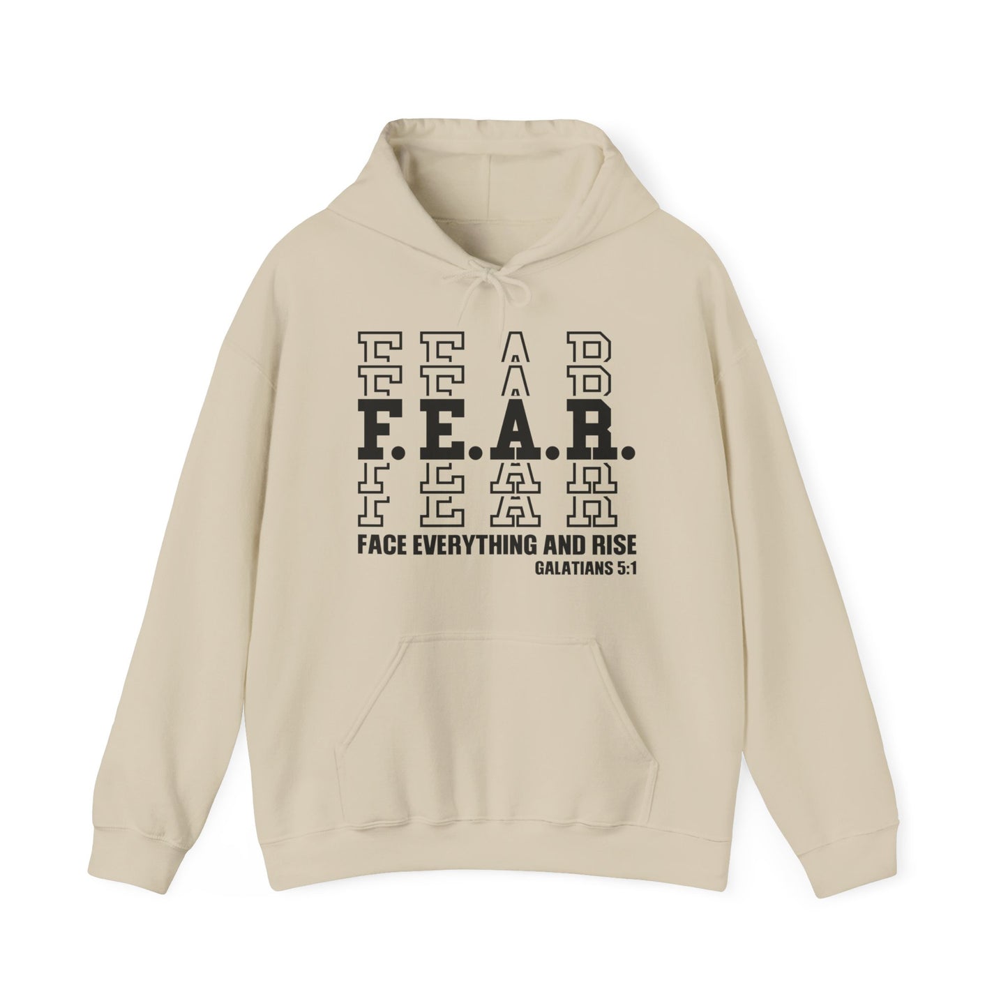 FEAR Face Everything And Rise Unisex Christian Hooded Pullover Sweatshirt