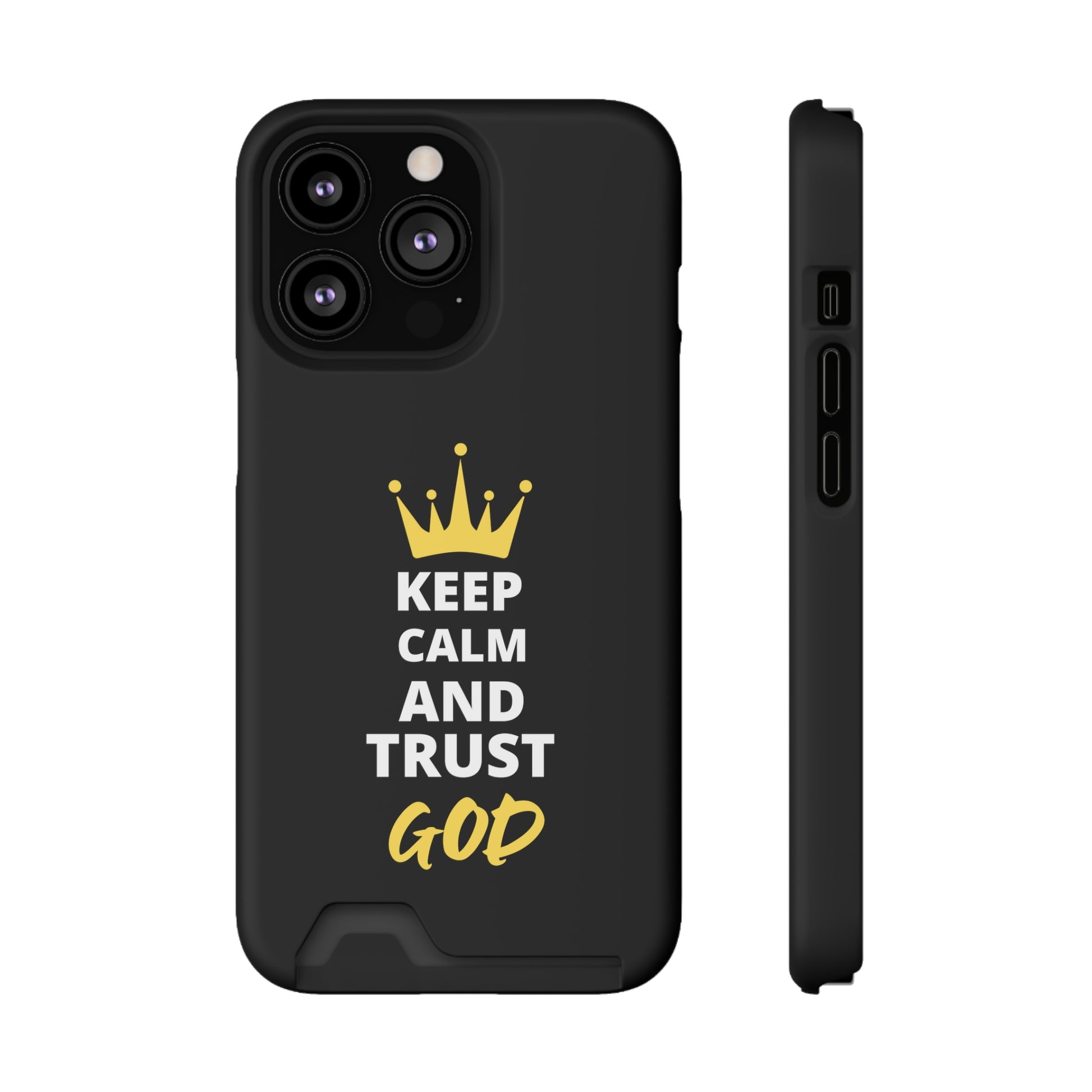 Keep Calm And Trust God Christian Phone Case With Card Holder Printify