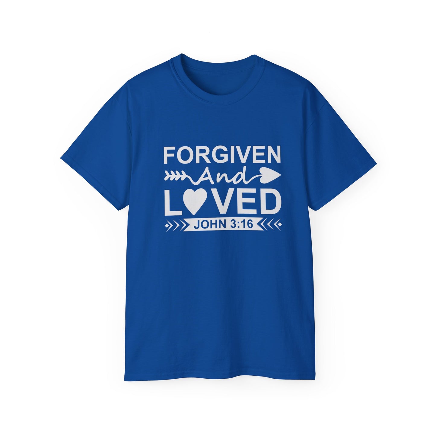 John 3:16 Forgiven And Loved Unisex Christian Ultra Cotton Tee Printify