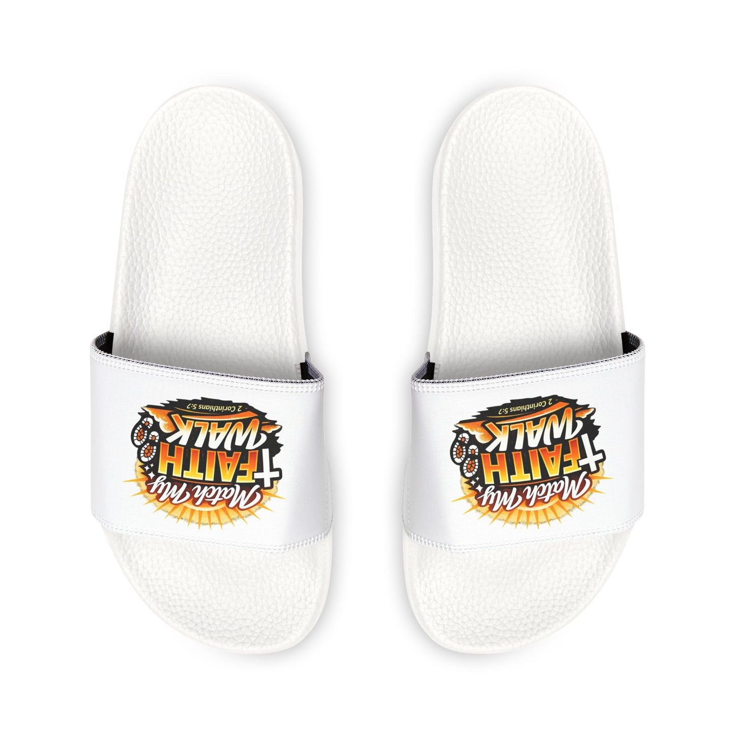Youth Christian Slides — “Match My Faith Walk” Graphic Sandals