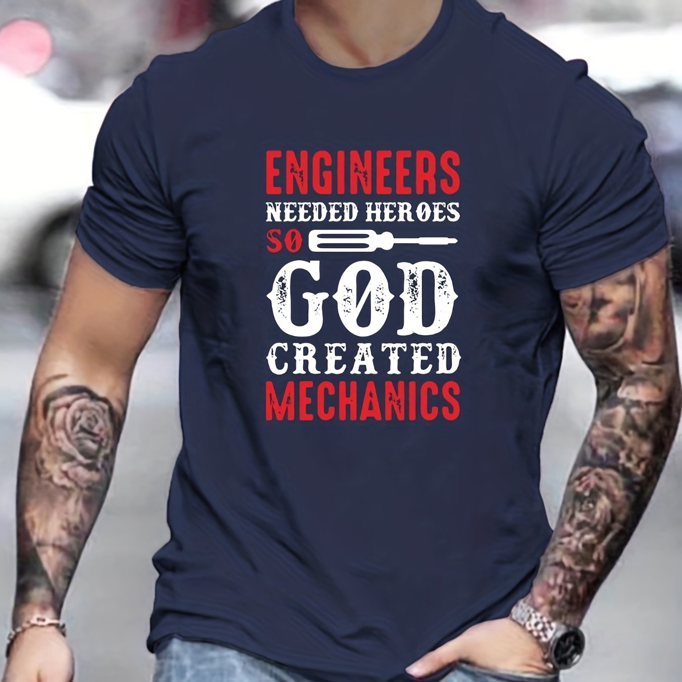 Engineers Needed Heroes GOD CREATED MECHANICS Men's Christian T-shirt claimedbygoddesigns