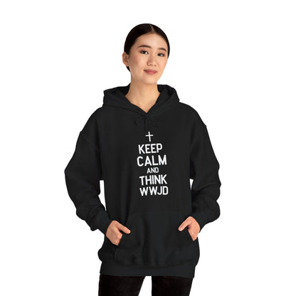 Keep Calm And Think What Would He Do (wwjd)Unisex Christian Hooded Pullover Sweatshirt