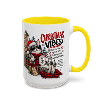 Christmas Vibes: Jesus Over Everything Santa Cat Coffee Mug