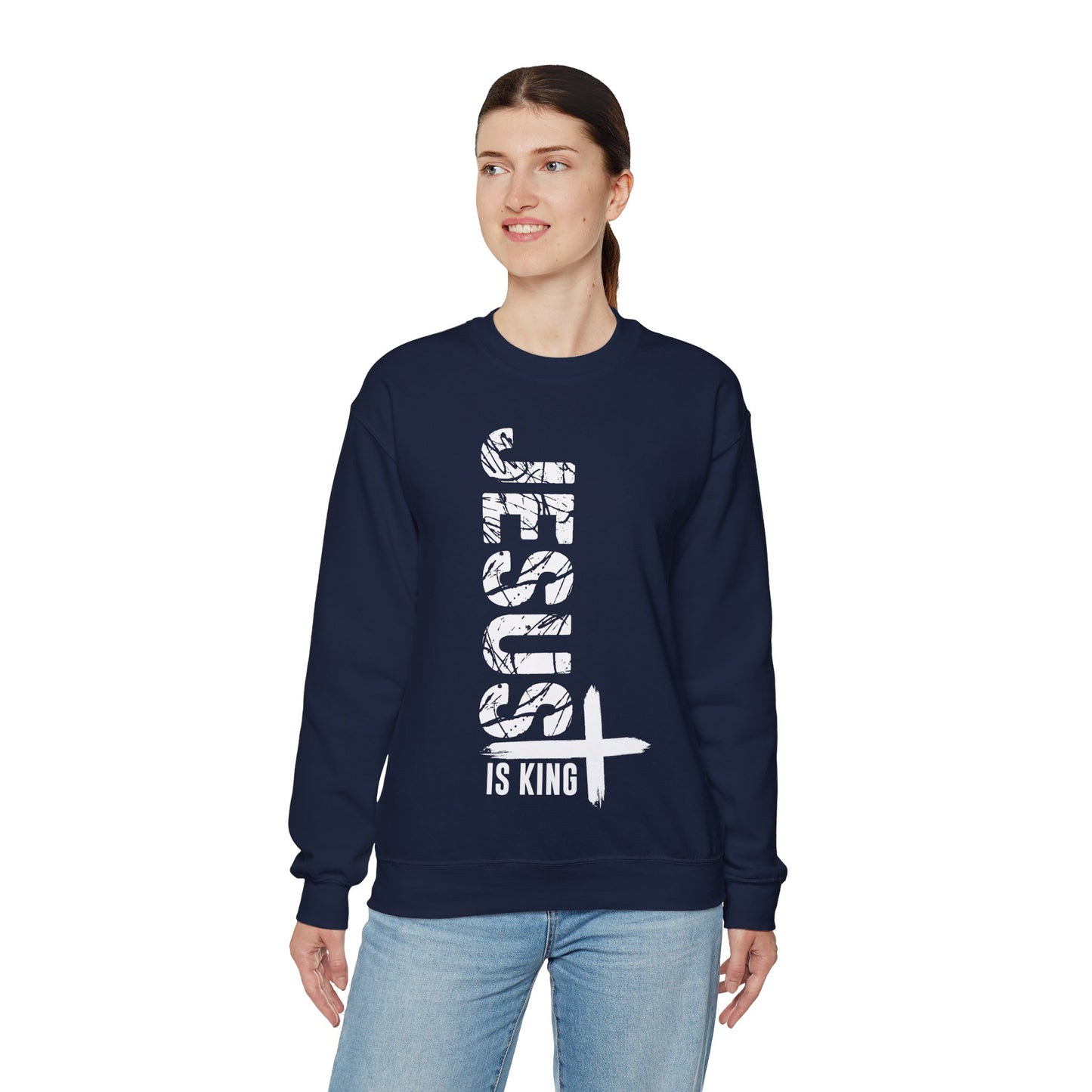 Jesus Is King Unisex Heavy Blend™ Crewneck Christian Sweatshirt