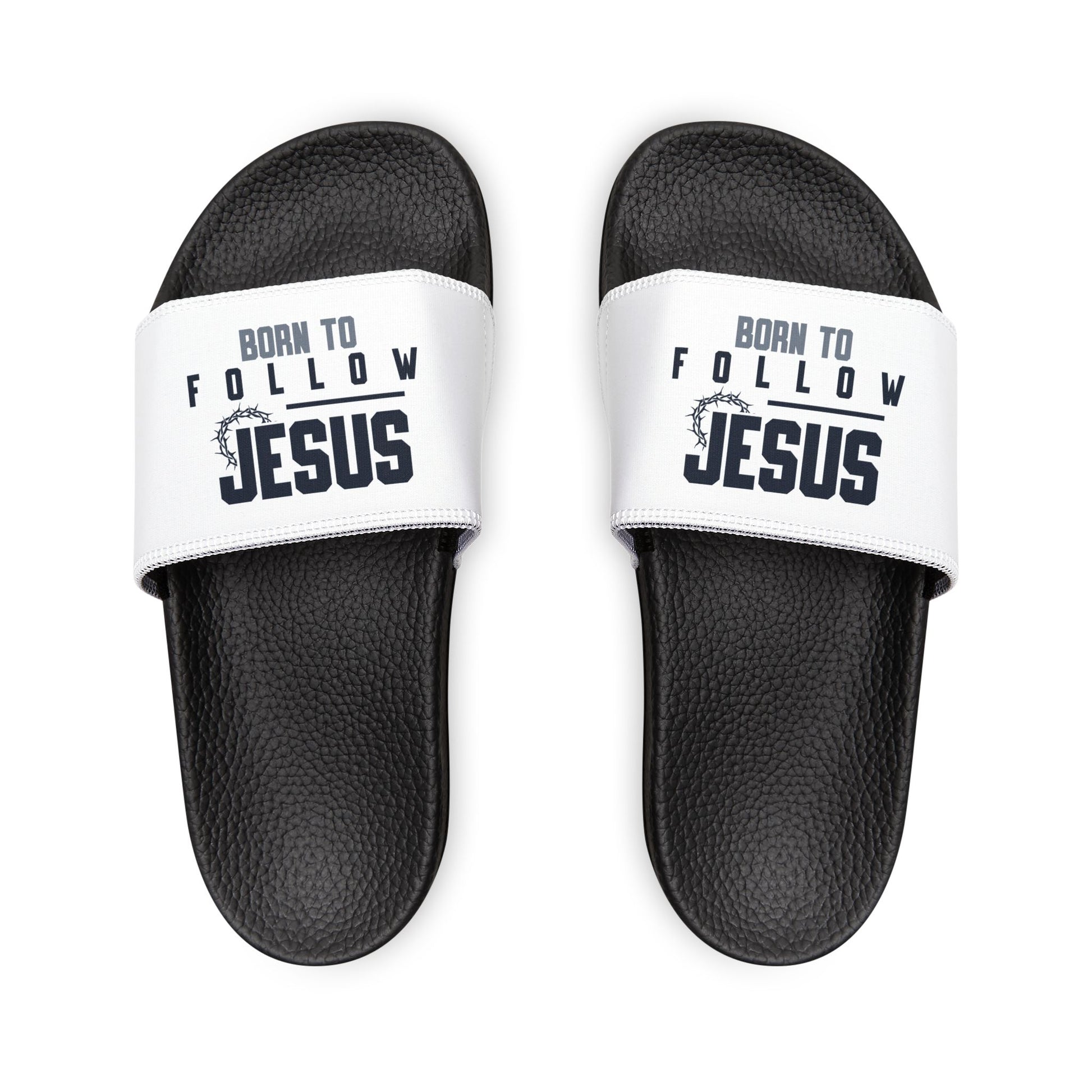 Born to Follow Him Sandals, Women's Inspirational Slide Sandals, Faith - Based Summer Footwear, Christian Gift, Vacation Sandals - ClaimedbyGodDesigns