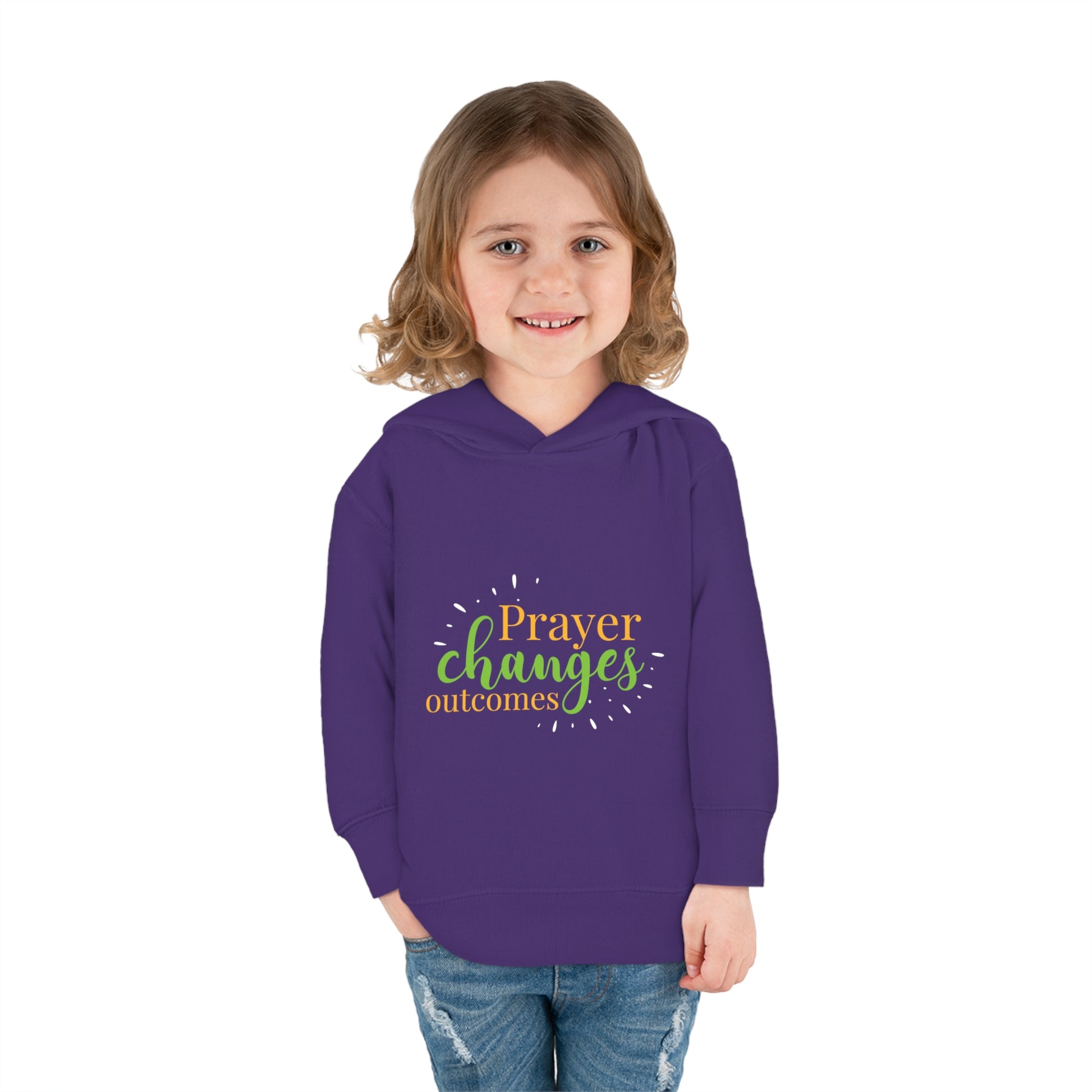 Prayer Changes Outcomes Toddler Christian Pullover Fleece Hoodie Printify