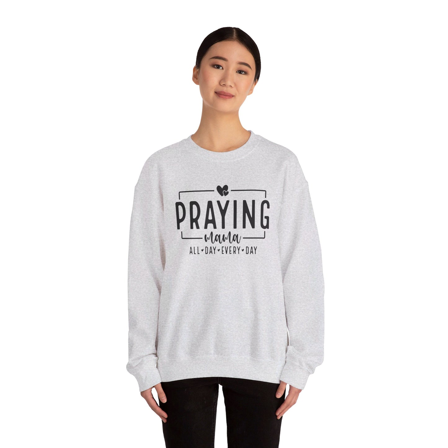 Praying Mama All Day Every Day Women's Heavy Blend™ Crewneck Christian Sweatshirt